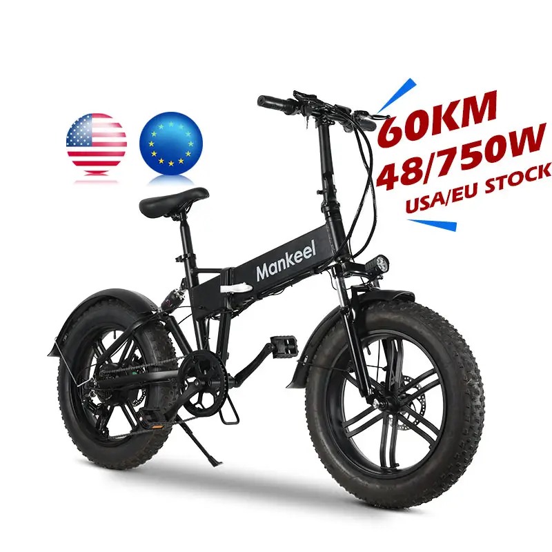 MK011 48V 750W 10Ah US Warehouse 20 Inch Fat Tire Ebike Hybrid Electric City Sports Mountain Dirt Road Bike For Adults