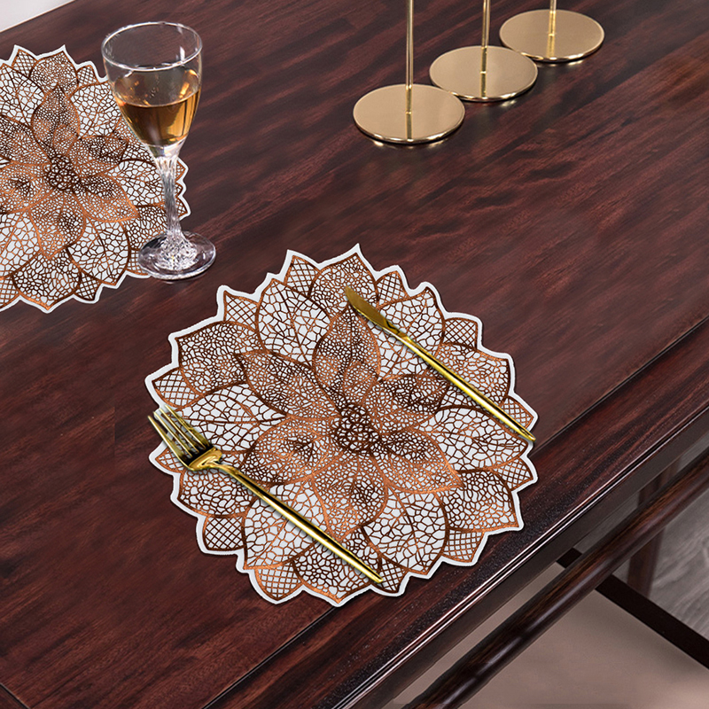 Rose Gold Flower Shape Irregular Eco PVC Placemats For Dinning Table