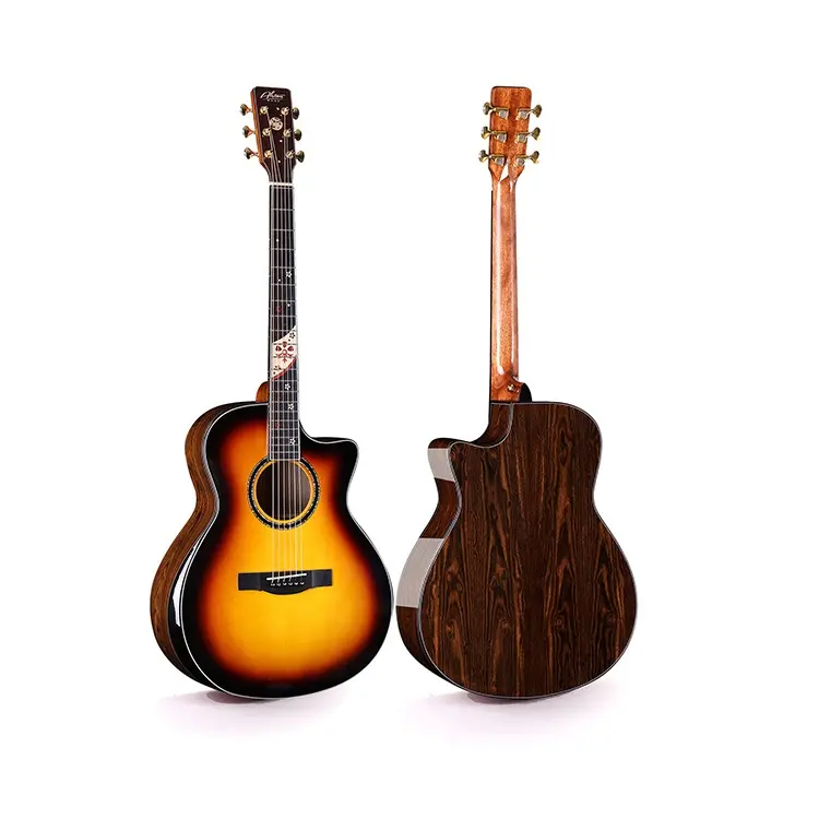 41 인치 고광택 싱글 탑 솔리드 시트카 스프루스 어쿠스틱 기타 도매 광택 기타