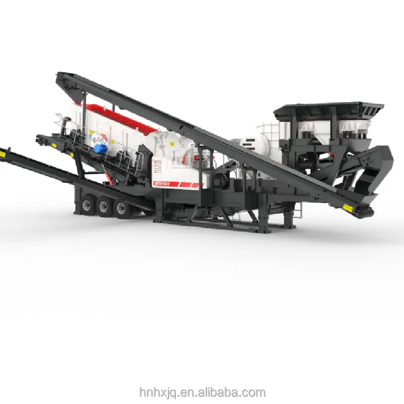 Alibaba hot sale wheel type portable Mobile jaw crusher impact crusher wheeled semi mobile stone crushing and screening plant