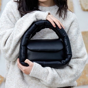 Moda kadınlar özel deri kapitone Tote çantalar Crossbody çanta yumuşak kabarık çanta - Product Image 5