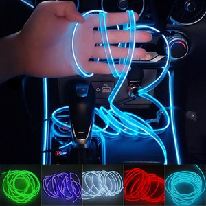 USB sigara konektörü 5M 12V Led dekoratif şerit lamba esnek Neon ortam aydınlatma araç İç soğuk işık hattı - Product Image 1