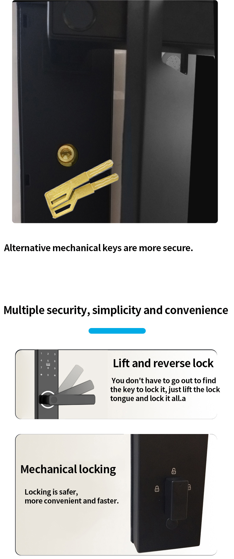 Intelligent door lock small program password lock key wiring-free smart key easy installation password fingerprint key door lock