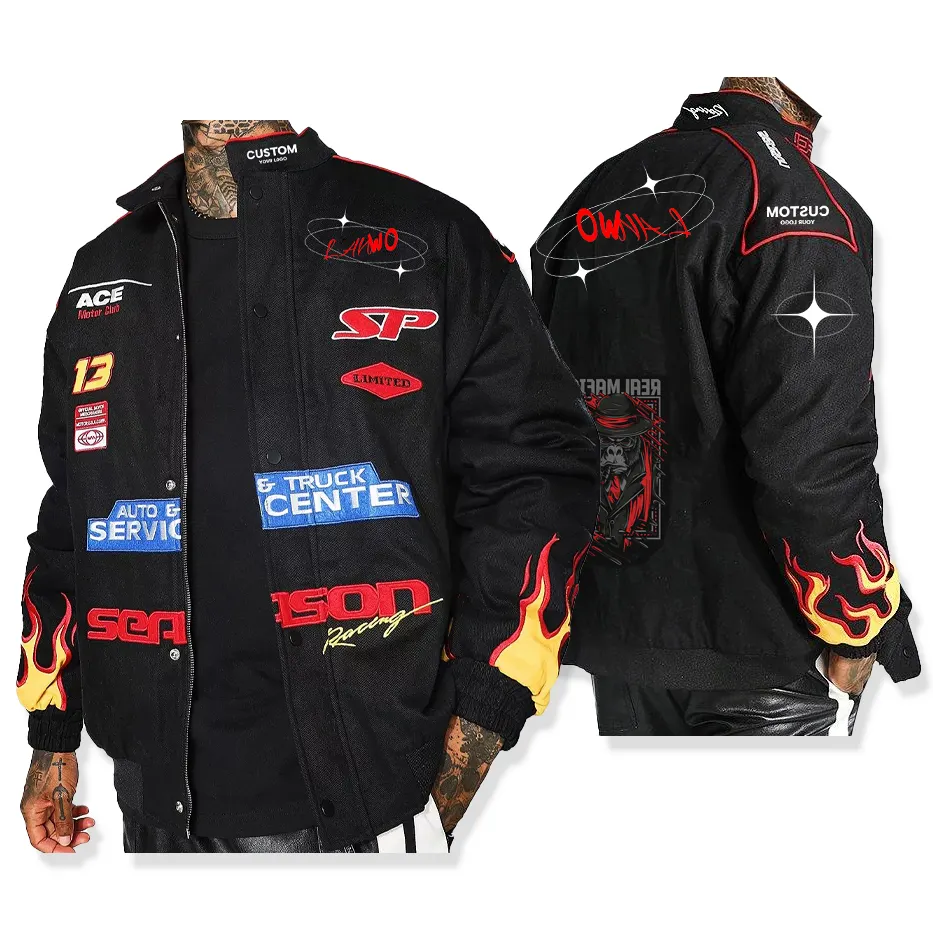 Veste de moto d'extérieur pour hommes taille XXXL, voiture de course tendance, veste de course vintage personnalisée