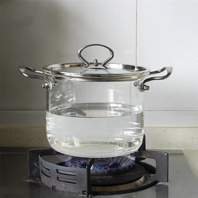 2.5L 3.5L 4.5L 5L big size High borosilicate glass cooking pot with stainless steel handle