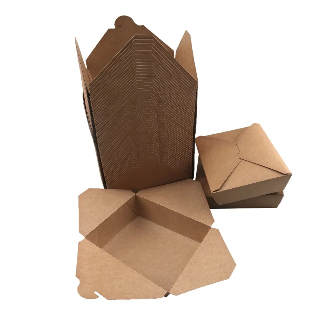 27oz Kraft Brown Paper Take Out Food Containers Lunch Meal Food Boxes Disposable Storage to Go Packaging