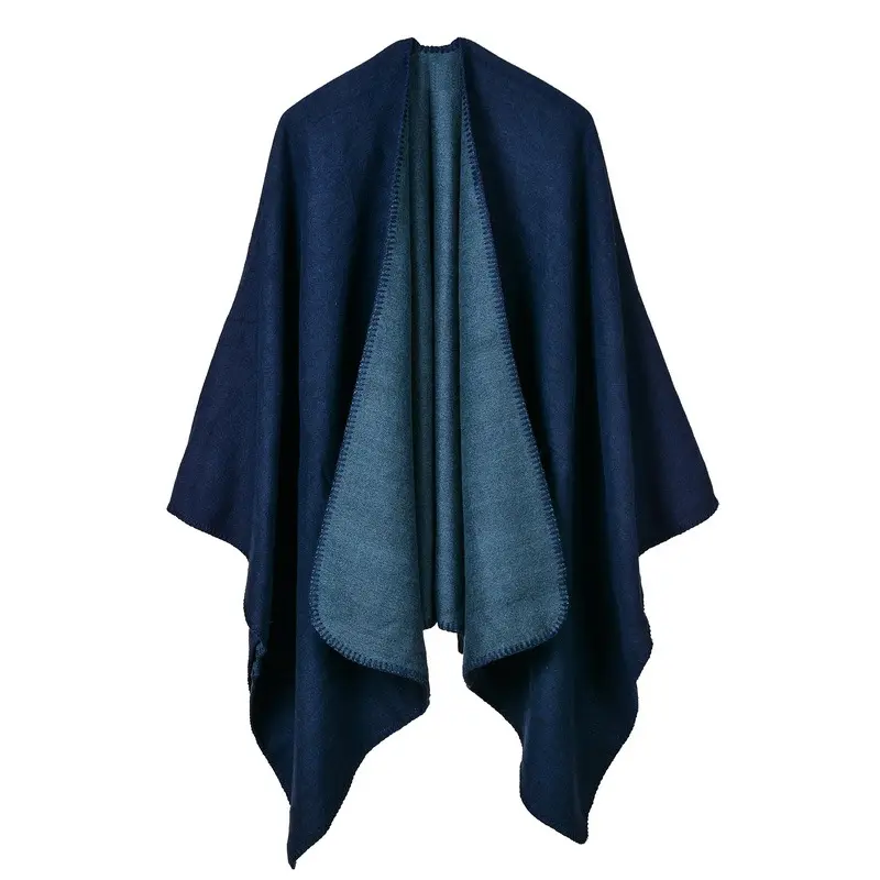 Châle épais et chaud pour femmes, Poncho tricoté, couleur unie, pull pour l'hiver, vente en gros, collection automne-hiver,