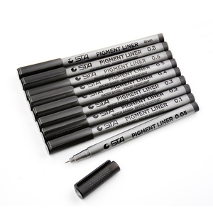 Promosyon STA ince ucu renkli yazma çizim işaretleyici kalem 0.05 0.1 0.2 0.3 0.4 0.5 0.6 0.8 Fineliner noktası Marker kalem seti - Product Image 3