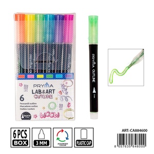 Marcador de contorno de doble línea 2MM 6 piezas-Material de dibujo - Product Image 1