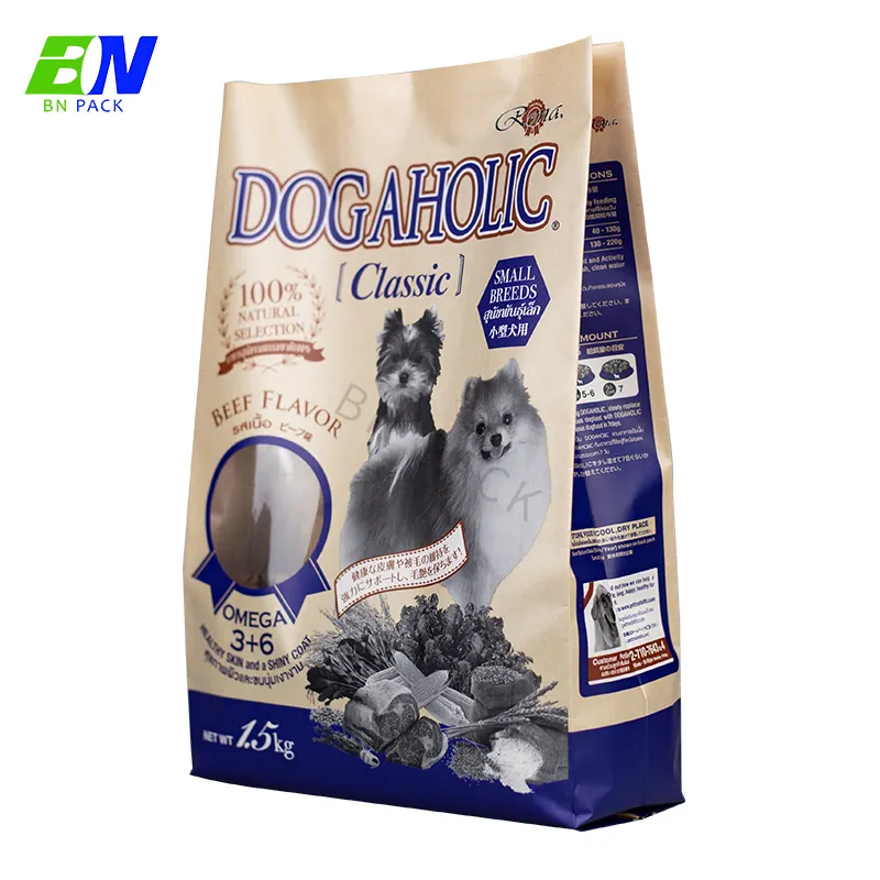 Custom Dog Cat Treat Pet Food Zip Lock Mylar Bags plastica trasparente finestra imballaggio alimentare a prova di odore Stand Up Pouch stampato