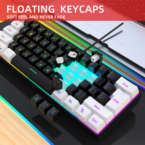 X823 Juego de 61 teclas con cable Mini Rgb Teclado luminoso Sensación mecánica de la mano Oficina de negocios Teclado de computadora pequeño portátil