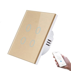 Ab/İngiltere standart temperli cam Panel Tuya akıllı yaşam Wifi ev otomasyon 4 Gang anahtarı/wifi dokunmatik anahtarı ile soket - Product Image 3