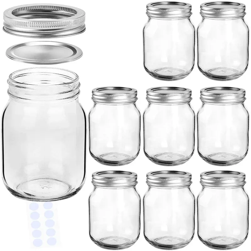 KDG Marca Customized Food Storage 16oz Mason Glass Jars Venda quente Personalizado 150ml 300ml 500ml 1000ml frascos de vidro com tampas