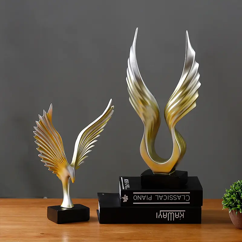 크리 에이 티브 수지 공예 예술 황금 독수리 날개 장식 사무실 와인 쿨러 장식 장식