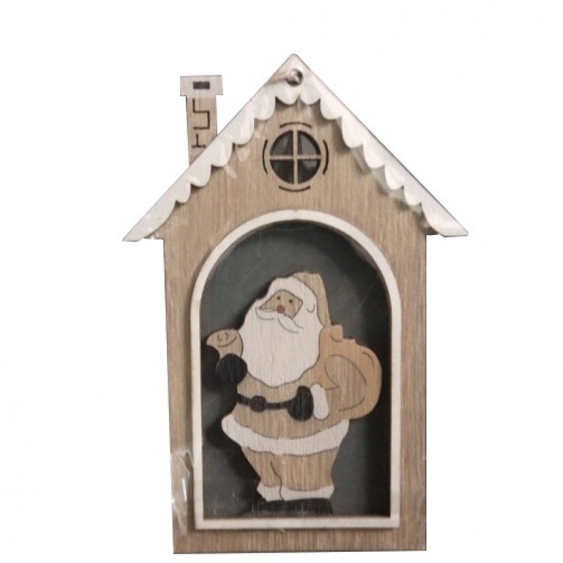Maison du Père Noël marron 12x6,5x0,3cm
