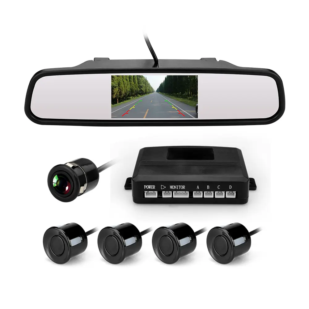 Cảm Biến Đỗ Xe Trên Xe Hơi Phổ Biến Hỗ Trợ Đảo Ngược Camera Với Màn Hình Gương Chiếu Hậu 4.3Inch Và Còi