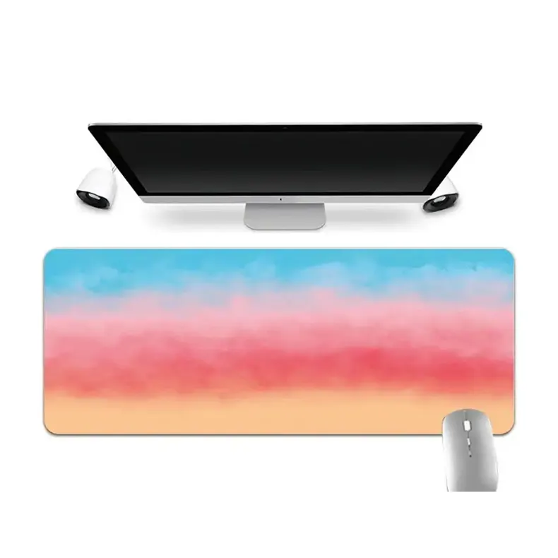 Tapete de mesa de couro arco-íris estampado em aquarela antiderrapante tapete de mouse de mesa à prova d'água para laptop tapete de computador para jogos de escritório