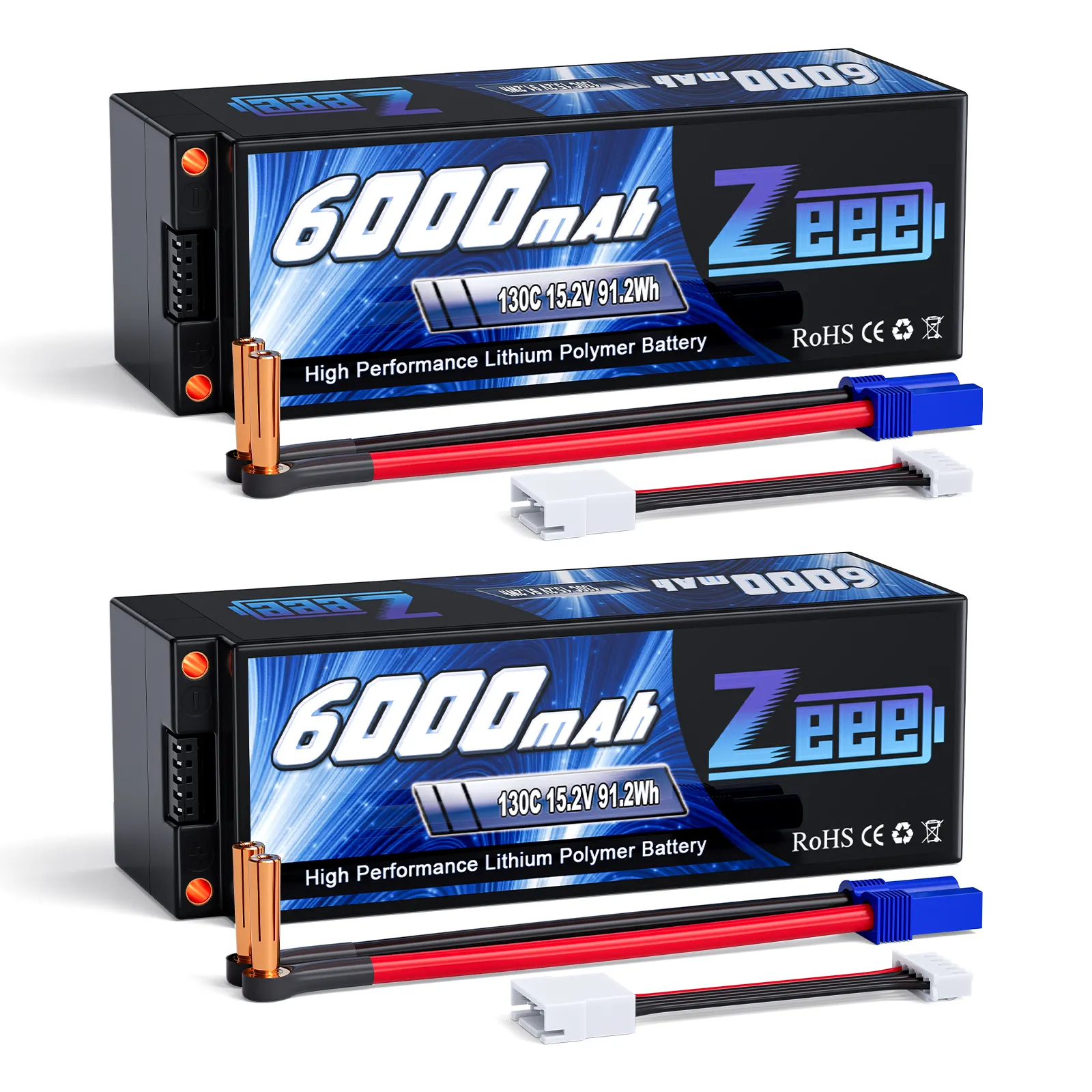 Zeee 4S 15.2V 6000Mah 130c 5Mm Ingebouwde Bullet Hard Case Rc Auto Lipo Batterij 1/10 1/8 Schaal Rc Race Monster 15.2V Batterij
