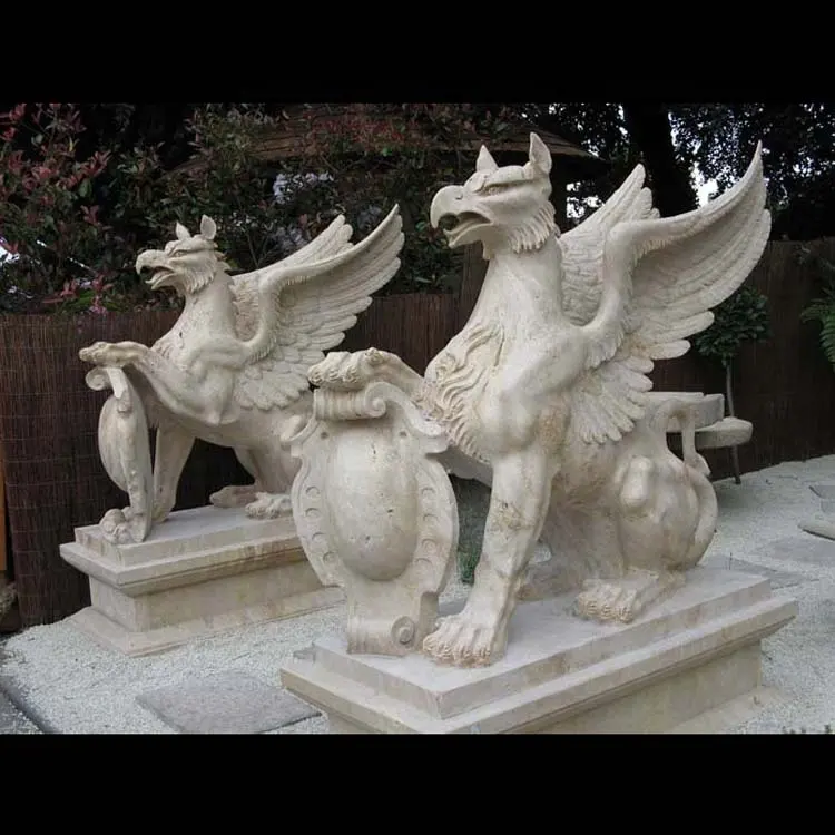 Directo de fábrica de mano de piedra tallada griffin estatua mito León escultura para venta