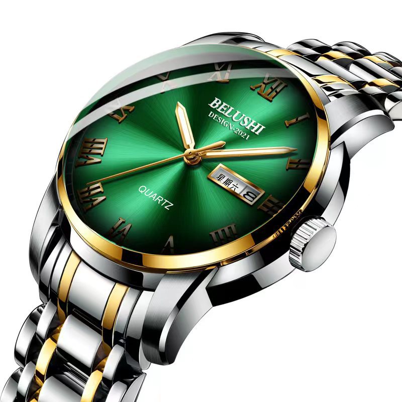 By-556 Eye-Burst Gold Shell Green Surface Gold Nail Steel Belt