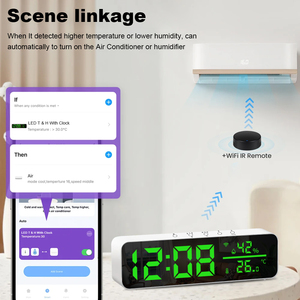 Sensor de temperatura y humedad WiFi Tuya con función de reloj, higrómetro de monitoreo en tiempo real y Sensor de termómetro, registro de datos - Product Image 6
