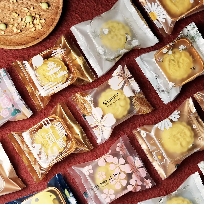 Sacs d'emballage en plastique de logo imprimé personnalisé thermoscellé de sacs de bonbons au chocolat de biscuit de gâteau de lune