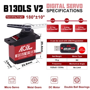 AGFRC B13DLS V2 2.7kg 0.072sec Fast Speed Metal Gear Programmable Digital Mini RC <strong>Servo</strong> <strong>Motor</strong> for 450 Size Helicopter/Mini Cars