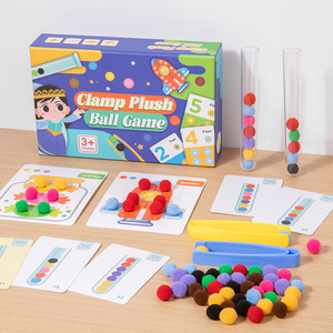 Çocuk erken eğitim güç oyuncak kadife top oyunu için renk tanıma el ince eğitim ahşap seti - Product Image 3