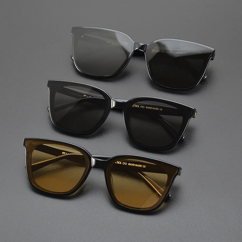 Lunettes de soleil de haute qualité hommes marque de luxe acétate grand cadre lunettes de soleil cadre verres polarisés et 100% Protection contre les rayons UVA/UVB