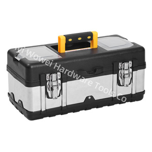 High Quality Portable Plastic <strong>Tool</strong> <strong>Box</strong> <strong>With</strong> Steel <strong>Lock</strong> Hard Plastic Rolling Toolbox 14'' 17''19''Storage Case Set