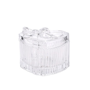 Lọ kẹo thủy tinh hình trái tim trong suốt có nắp để trưng bày các món ngọt trong nhà bếp để làm quà tặng thực phẩm - Product Image 1