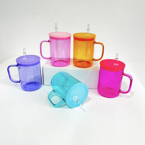 Best Value <strong>Gift</strong> 17oz Colored clear Glass <strong>Mugs</strong> with <strong>pp</strong> Lids Suitable for Vinyl Camper <strong>Mug</strong> for Dye Sublimation Heat Press