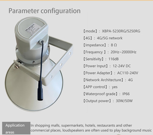 4G Wireless Cloud Broadcasting System, 4G Horn Speaker 30-50W, Supports PC <strong>Software</strong> Management and <strong>Remote</strong> <strong>Control</strong> Via APP - Product Image 4