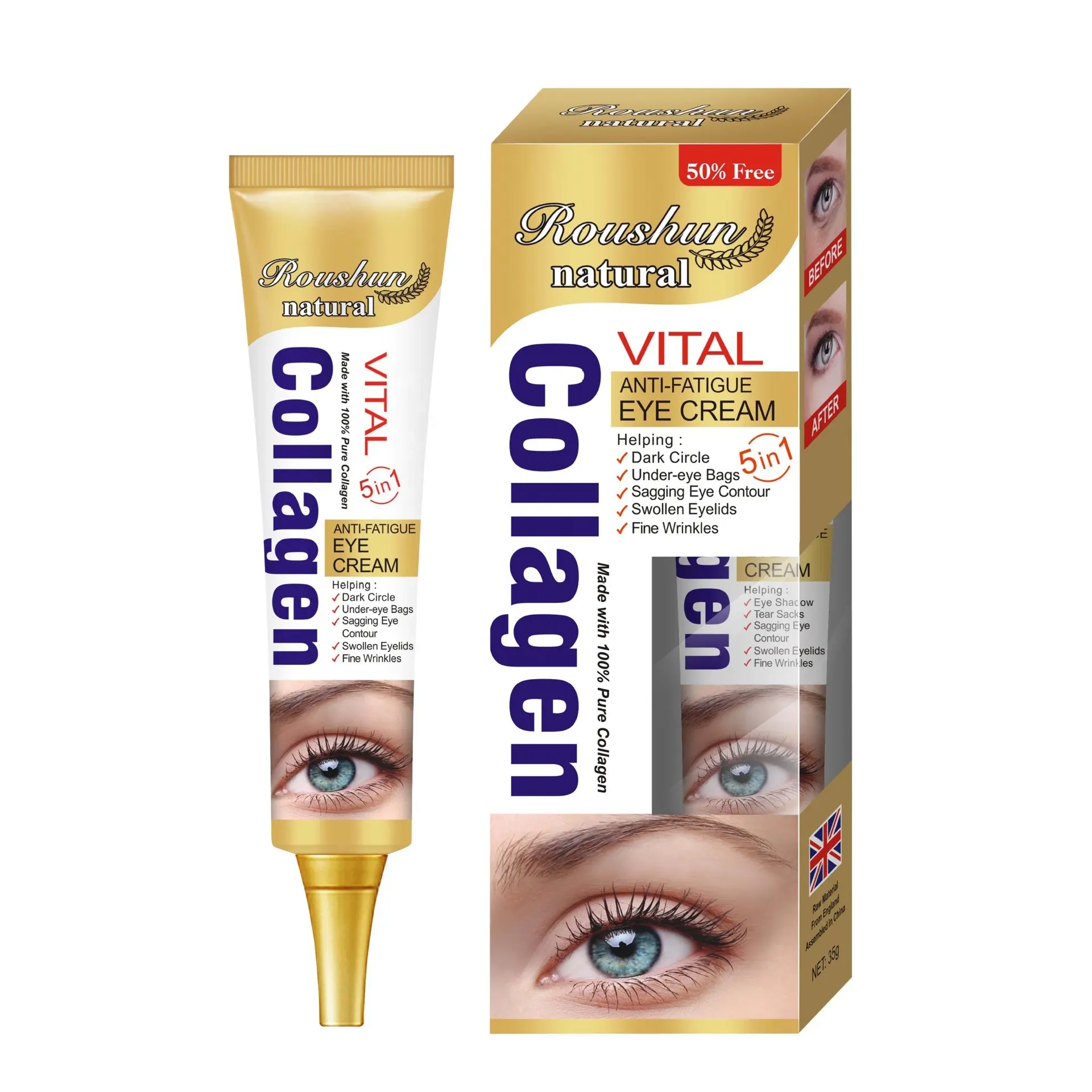 Anti Wrinkle Anti-Fatige Firming Moisturizing Eyebag Removal Collagen Eye Cream For Eye Skin Care