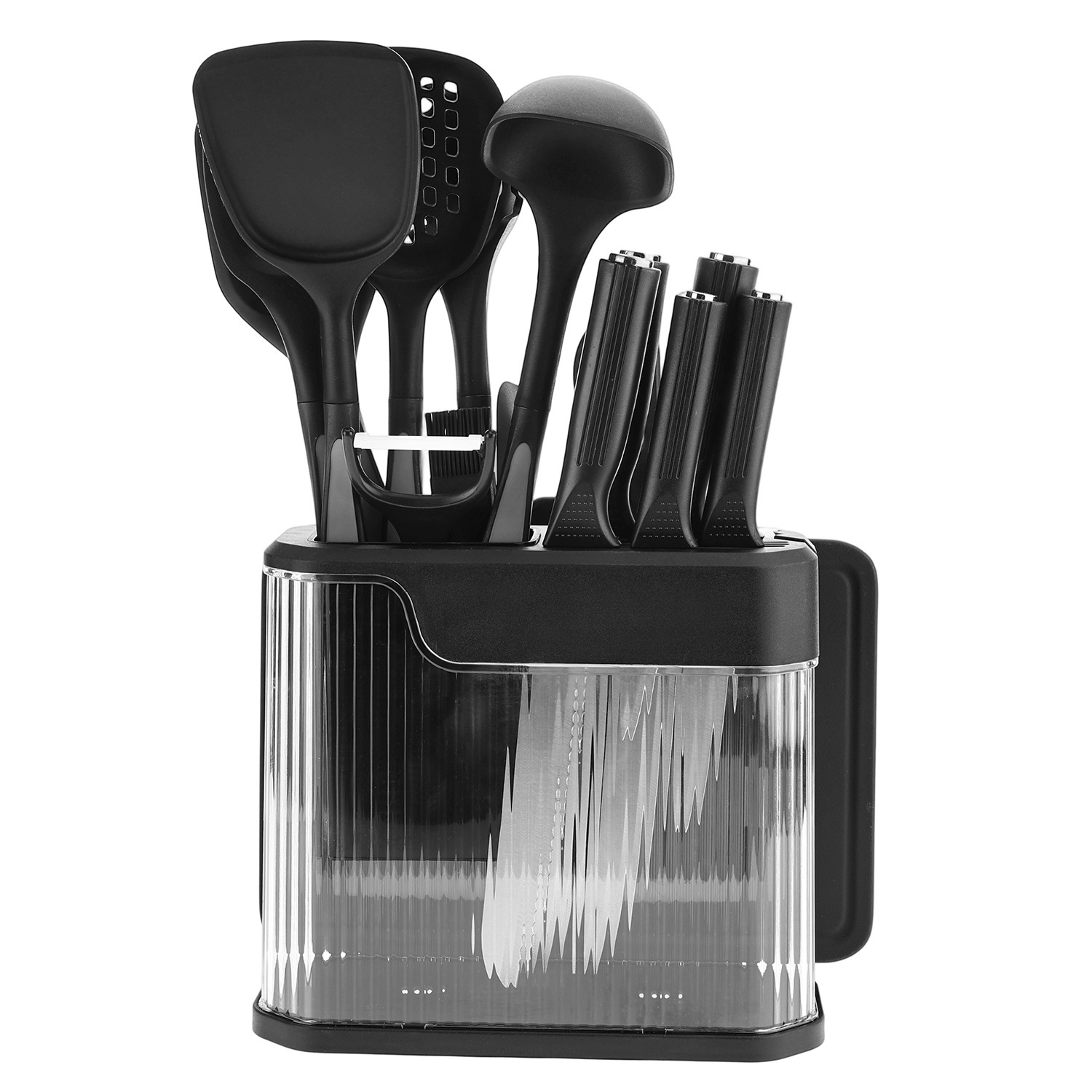 Ensemble d'ustensiles de cuisine en silicone noir de 17 pièces