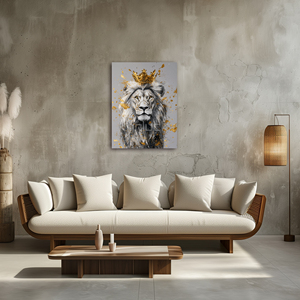 REGAL uy nghi: động vật với một vương miện vàng và splashes của vàng vải nghệ thuật in ấn tường nghệ thuật trang trí - Product Image 2