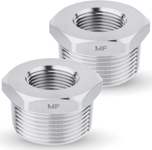 不锈钢六角衬套异径管1-1/4 “公NPT至3/4” 母NPT变径管适配器配件 - Product Image 1