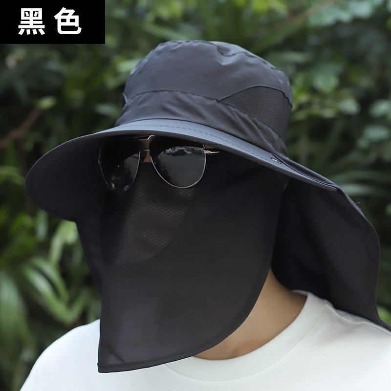 Chapeau de pêche d'extérieur noir amovible