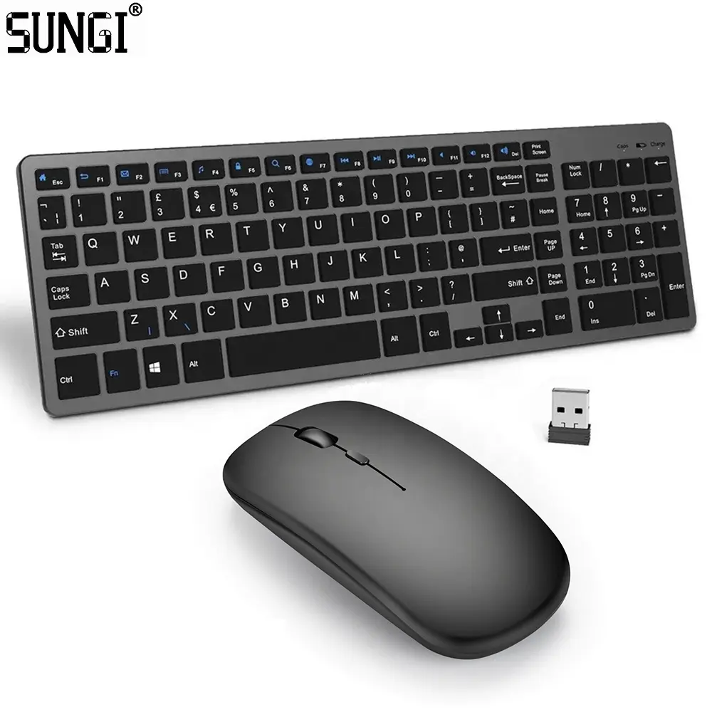 Ensemble clavier et souris sans fil 104 touches, Ultra mince, multi-périphérique, USB 2.4G, bluetooth, clavier et souris pour ordinateur portable, ordinateur de bureau