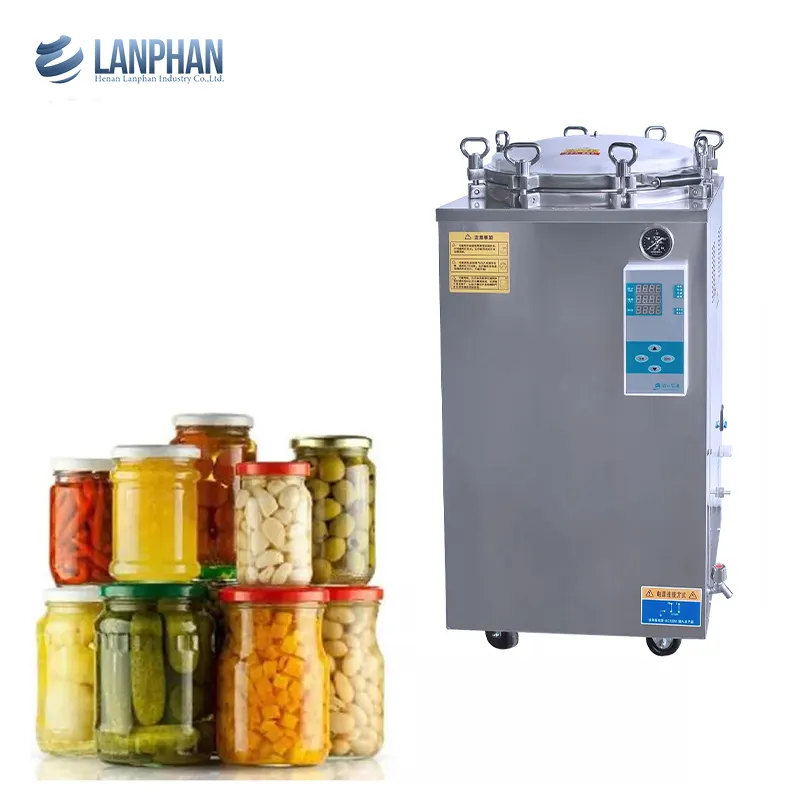 Máquina automática de esterilización en autoclave vertical de 150l para botellas de vidrio para alimentos enlatados