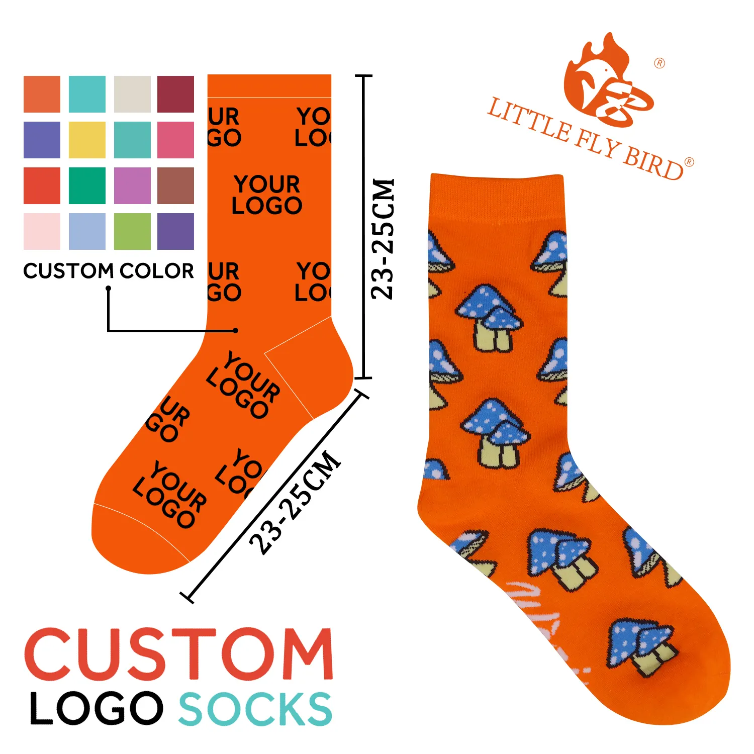 Geen Minimum Unisex Crew Sok Oem Gepersonaliseerde Ontwerp Uw Eigen Aangepaste Kleurrijke Sokken Mannen Sox Custom Logo Sokken