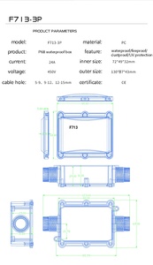 F713 OEM siyah IP68 su geçirmez bağlantı kutusu tel kablo Terminal bloğu 3 delik 3 yollu su geçirmez bağlantı kutusu - Product Image 6