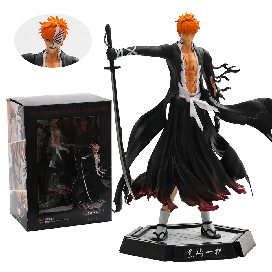 30.5CM BLEACH Mil Anos Guerra de Sangue Kurosaki Ichigo com Cabeça Substituível PVC Figura Toy Coleção Modelo Estátua