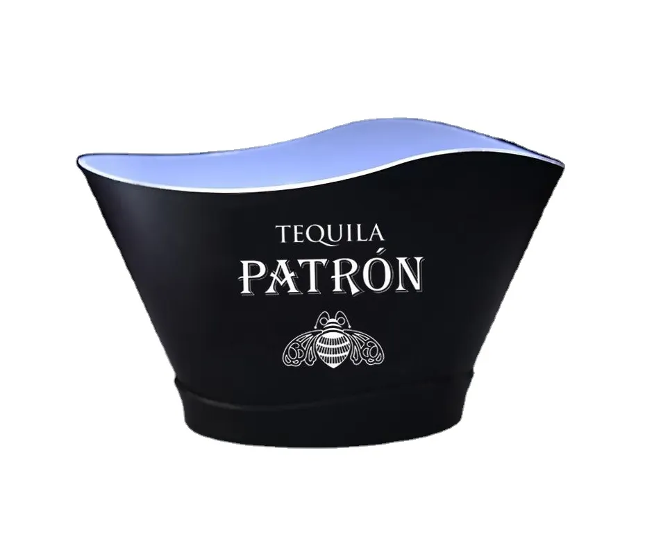 2023 Wholesale Special Round Shape Plastic Champagne Led Ice Bucket