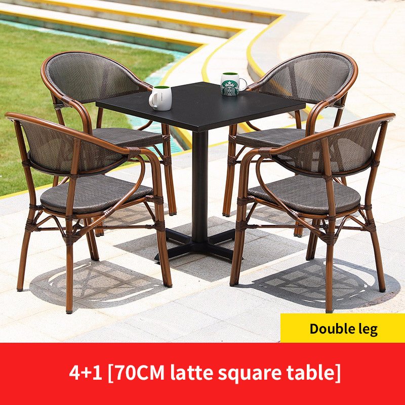 4 Teslin double leg chair 1 Latte square table 70cm