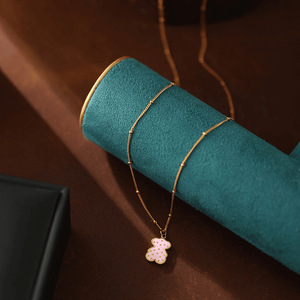 Moda ve tatlı fırtına noktası pembe ayı klip boncuk zincir çok yönlü kolye