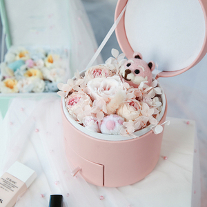 カスタムデザイン引き出しかわいい丸い段ボールマカルーンギフトボックス卸売ピンク丸い紙花ギフトボックス包装ラウンドボックス - Product Image 5