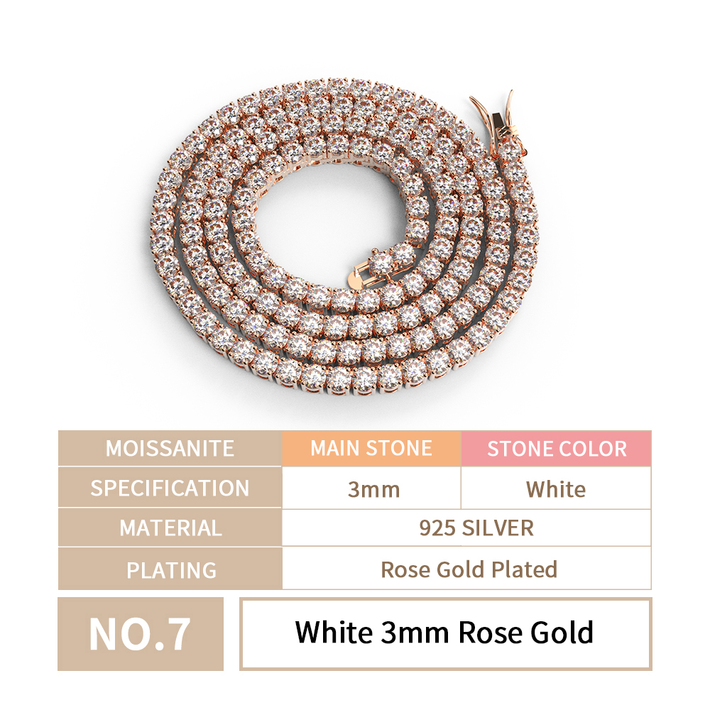 3MM chain + rose gold plated