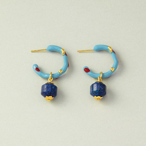 ต่างหูวินเทจสุดฮอตเคลือบสีสันสดใสรูปทรงซีซี18K จี้ชุบทอง - Product Image 6