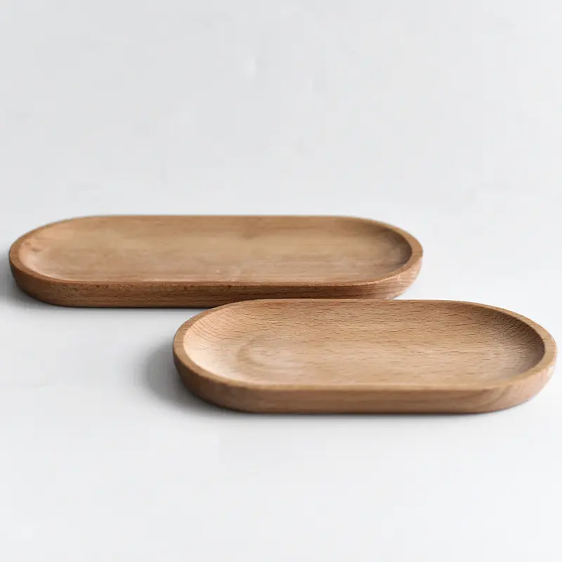 Geschirr platte im japanischen Stil Holzplatte Buche ovale Tablett Mini solide kleine Kinder ganze Holzplatte